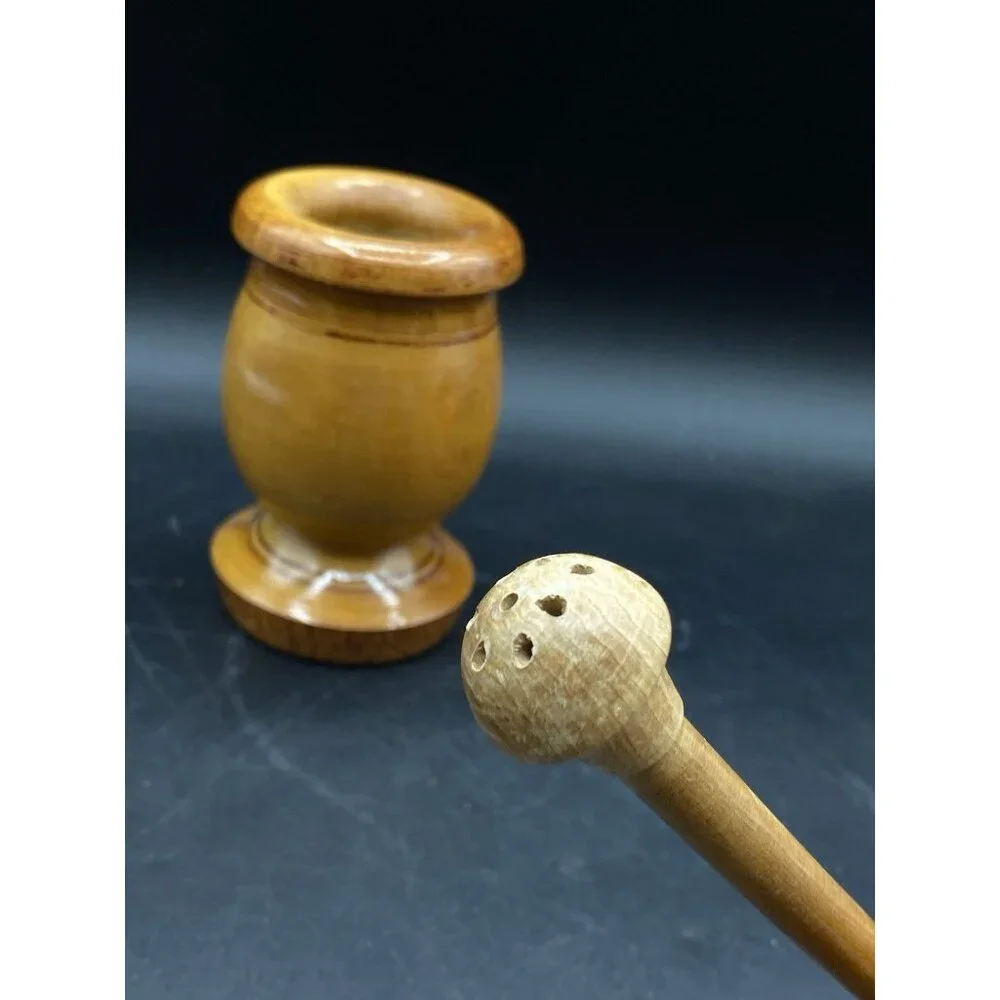Olive Wood Mortar & Pestle Apothecary Pestle Has Holes